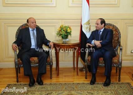 السيسى للرئيس هادي: مصر لم ولن تتقاعس يوما عن الوقوف بجوار اليمن