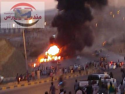 مصرع 20 شخصاً وإصابة 30 آخرين في انفجار ناقلة نفط في مدينة المكلا بحضرموت